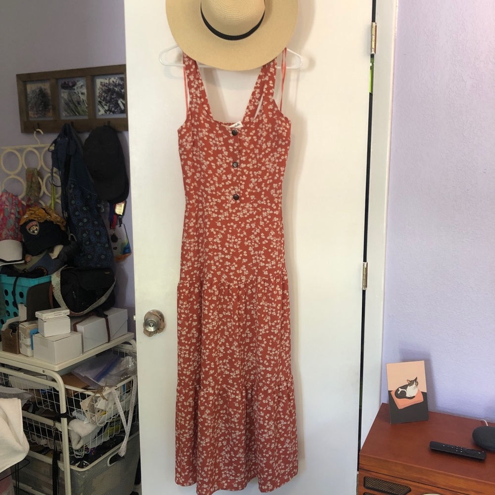 Maxi coral floral tank sundress